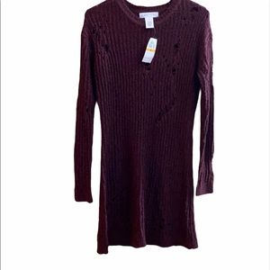 Planet Gold Destructed Pullover Sweater Dress